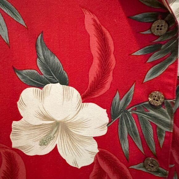 Hawaiian Aloha VTG Sunset Cove Where Dreams Are Made Red Hibiscus Rayon - Picture 8 of 12
